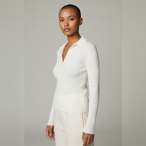 Bailey 44 Echo collared long sleeve ribbed shirt top, size large nwt